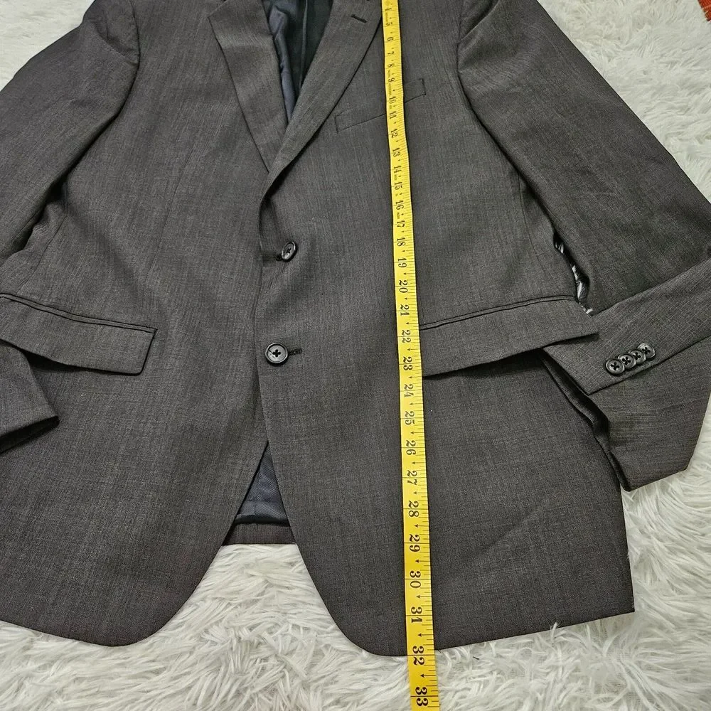 John‎ Varvatos USA Men's Dark Gray 100% Wool Double Button Blazer Jacket Sz 46R